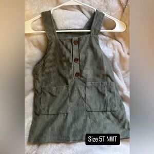 Olive Green Corduroy Girls Overalls
